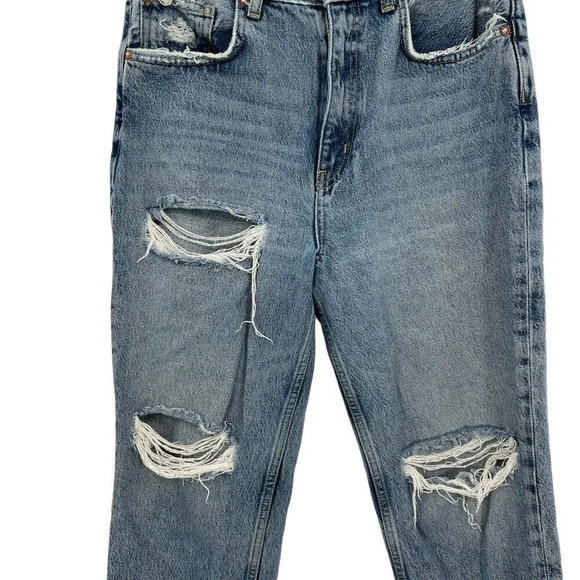Free People Lita Light Wash Distressed High-Waisted Slim Leg Jeans Size 28 - Picture 6 of 14